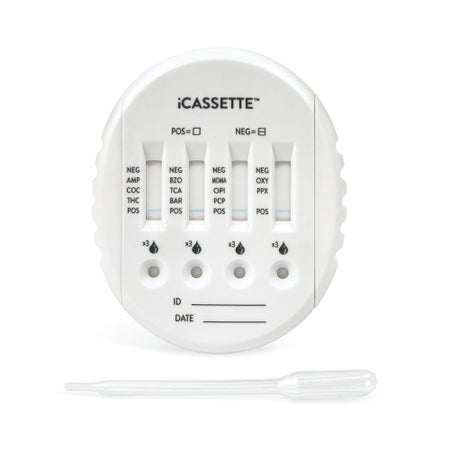 Drugs of Abuse Test Kit iCassette™ AMP, BAR, BZO, COC, mAMP/MET, OPI, PCP, THC 25 Tests CLIA Non-Waived