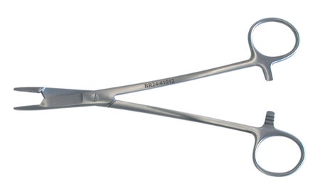 Needle Holder Olsen-Hegar 5-1/2 Inch Length Straight Serrated Jaw Finger Ring Handle