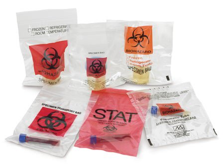 Specimen Transport Bag with Document Pouch Lab Guard® 8 X 10 Inch Zip Closure Biohazard Symbol / Storage Instructions NonSterile