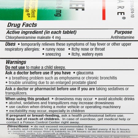 Allergy Relief HEALTHSTAR® 4 mg Strength Tablet 1,000 per Bottle