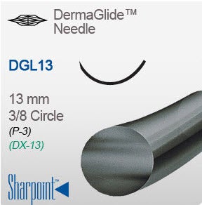 Nonabsorbable Suture with Needle Sharpoint® Nylon DGL13 3/8 Circle Precision Reverse Cutting Needle Size 6-0 Monofilament