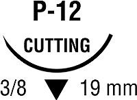 Nonabsorbable Suture with Needle Monosof™ Nylon P-12 3/8 Circle Precision Reverse Cutting Needle Size 6-0 Monofilament
