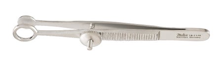 Chalazion Forceps Miltex® Ayer 3-1/2 Inch Length OR / Surgical Grade German Stainless Steel NonSterile Locking Thumb Handle Straight Circular Paddle / Ring Tips
