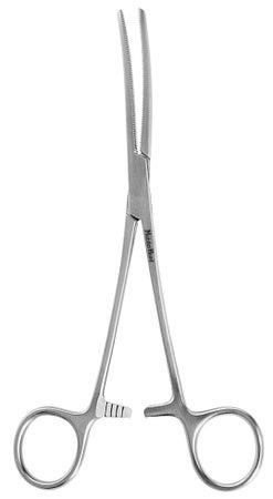 Hemostatic Forceps MeisterHand® Rochester-Pean 8 Inch Length OR / Surgical Grade German Stainless Steel NonSterile Locking Finger Ring Handle Curved Serrated Tips