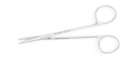 Suture Scissors MeisterHand® Littler 4-5/8 Inch Length OR / Surgical Grade German Stainless Steel NonSterile Finger Ring Handle Curved Blunt Tip / Blunt Tip