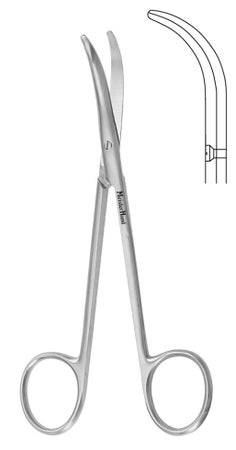 Lower Lateral Scissors MeisterHand® Fomon 5 Inch Length OR / Surgical Grade German Stainless Steel NonSterile Finger Ring Handle Fully Curved Blunt Tip / Blunt Tip