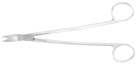 Dissecting Scissors MeisterHand® Dean 6-3/4 Inch Length OR / Surgical Grade German Stainless Steel NonSterile Finger Ring Handle Angled on Flat Sharp Tip / Sharp Tip