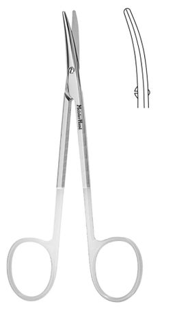 Strabismus Scissors MeisterHand® 4-1/2 Inch Length OR / Surgical Grade German Stainless Steel / Tungsten Carbide NonSterile Finger Ring Handle Curved Blunt Tip / Blunt Tip