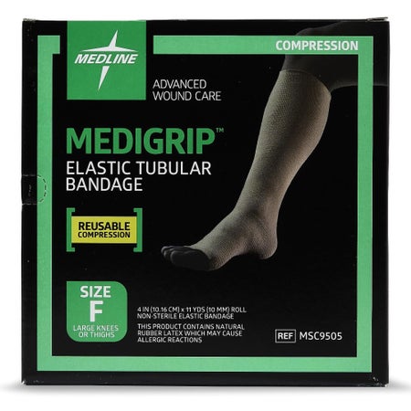 Elastic Tubular Support Bandage Medigrip 4 Inch X 11 Yard Large Knee / Thigh Pull On Tan NonSterile Size F Standard Compression