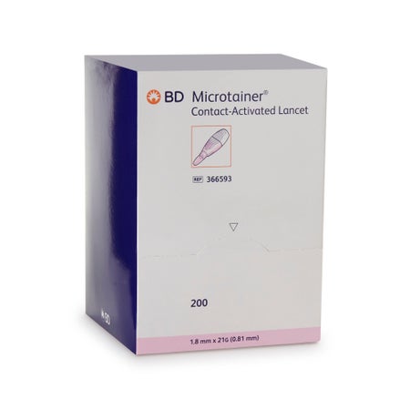 Safety Lancet BD Microtainer® 21 Gauge 1.8 mm Blade Retractable Pressure Activated Finger