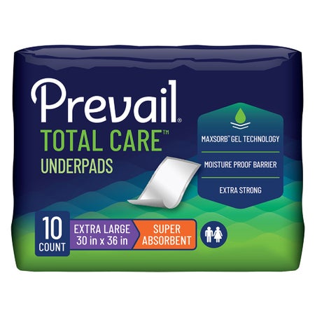 Disposable Underpad Prevail® Total Care™ 30 X 36 Inch Polymer Heavy Absorbency
