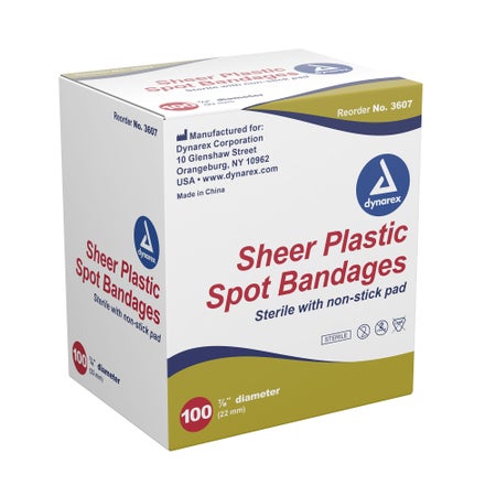 Adhesive Spot Bandage Dynarex® Plastic Tan 7/8 Inch Diameter Sterile