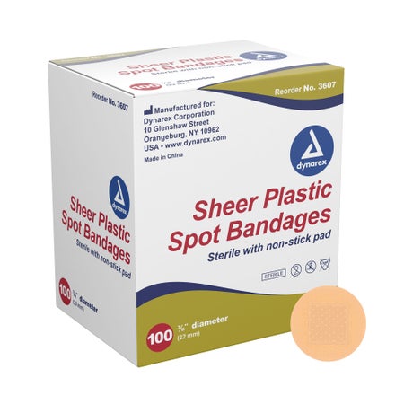 Adhesive Spot Bandage Dynarex® Plastic Tan 7/8 Inch Diameter Sterile