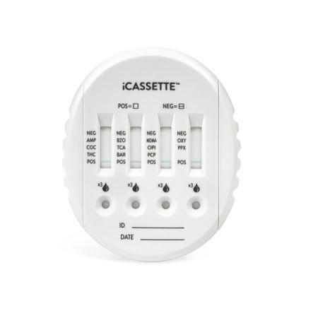 Drugs of Abuse Test Kit iCassette™ AMP, BZO, COC, mAMP/MET, OPI, THC 25 Tests CLIA Non-Waived
