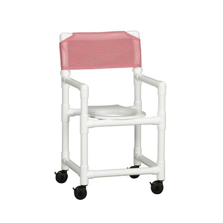 Commode / Shower Chair Standard Fixed Arms PVC Frame Mesh Backrest 17-1/4 Inch Seat Width 300 lbs. Weight Capacity