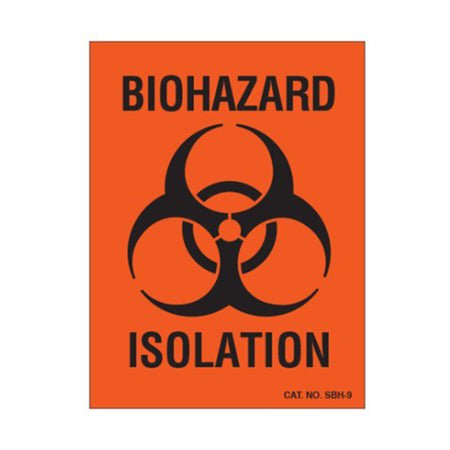 Pre-Printed Label Shamrock Caution Label Fluorescent Red Biohazard Isolation / Symbol Black Biohazard 3 X 4 Inch