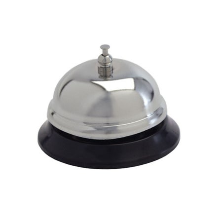 Call Bell Push Button Polished Steel / Black Vinyl Base 3 Inch Diameter