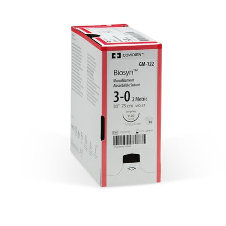 Absorbable Suture with Needle Biosyn™ Polyester C-14 3/8 Circle Reverse Cutting Needle Size 2-0 Monofilament