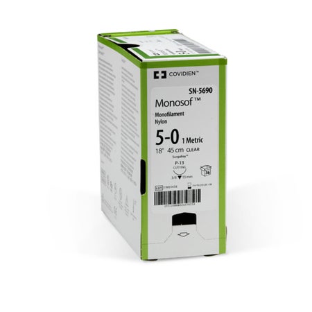 Nonabsorbable Suture with Needle Monosof™ Nylon SE-160-6 1/2 Circle Spatula Needle Size 9-0 Monofilament