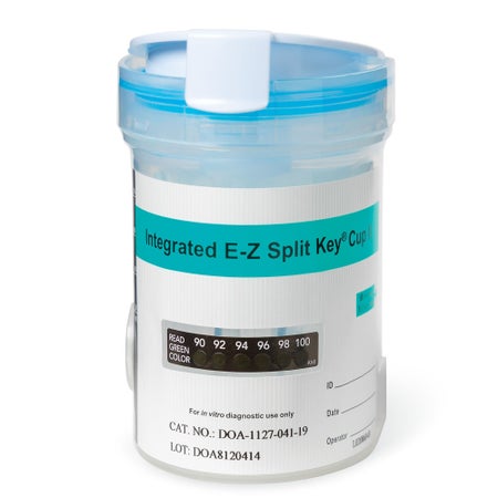 Drugs of Abuse Test Kit E-Z Split Key® Cup AMP, BZO, COC, mAMP/MET, OPI, THC 25 Tests CLIA Non-Waived