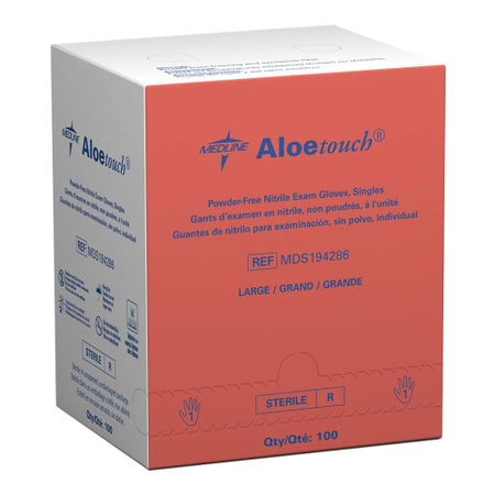 Exam Glove Aloetouch® Large 100 per Box Sterile Single Nitrile Standard Cuff Length Fully Textured Green Chemo Tested
