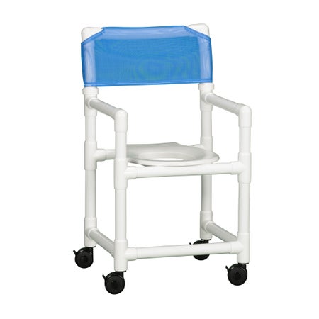 Commode / Shower Chair Standard Fixed Arms PVC Frame Mesh Backrest 20-1/2 Inch Seat Width 300 lbs. Weight Capacity