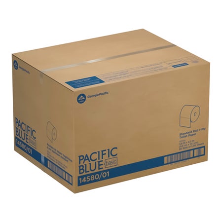 Toilet Tissue Pacific Blue Basic® White 1-Ply Standard Size Cored Roll 1210 Sheets 3-4/5 X 4 Inch