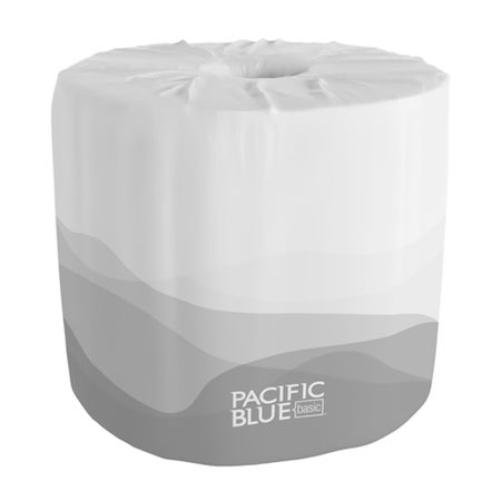 Toilet Tissue Pacific Blue Basic® White 1-Ply Standard Size Cored Roll 1210 Sheets 3-4/5 X 4 Inch