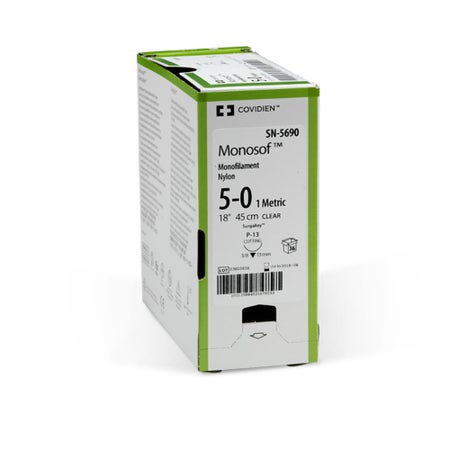 Nonabsorbable Suture with Needle Monosof™ Nylon SE-140-6 3/8 Circle Spatula Needle Size 10-0 Monofilament
