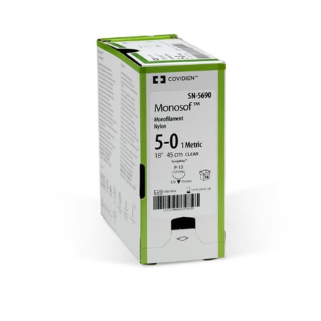 Nonabsorbable Suture with Needle Monosof™ Nylon SE-140-8 3/8 Circle Spatula Needle Size 9-0 Monofilament