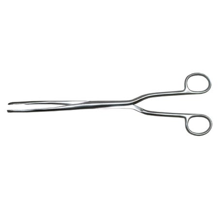 Obstetrical Forceps MedGyn Hern 13 Inch Length OR / Surgical Grade Stainless Steel NonSterile NonLocking Finger Ring Handle Slightly Curved Fenestrated Serrated Oval Tips