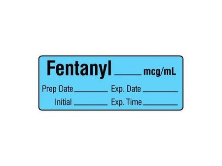 Drug Label Shamrock Syringe Label FENTANYL _____ mcg / mL / Prep Date _____ Exp. Date _____ / Initial _____ Exp. Time _____ Blue 1/2 X 1 Inch