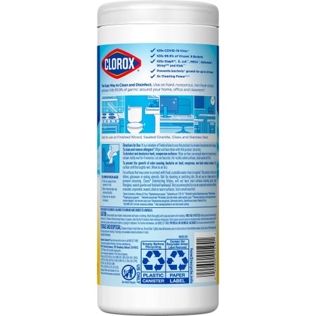 Surface Disinfectant Clorox® Premoistened Manual Pull Wipe 35 Count Canister Lemon Scent NonSterile