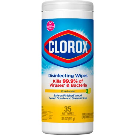 Surface Disinfectant Clorox® Premoistened Manual Pull Wipe 35 Count Canister Lemon Scent NonSterile