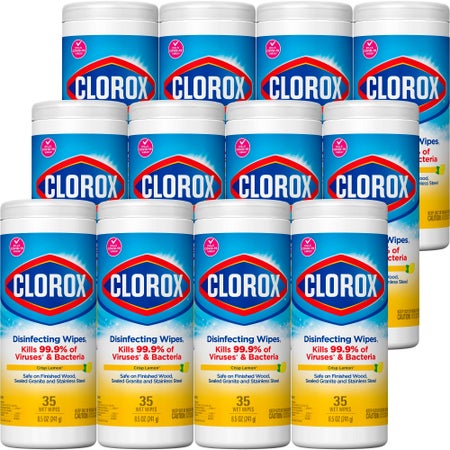 Surface Disinfectant Clorox® Premoistened Manual Pull Wipe 35 Count Canister Lemon Scent NonSterile