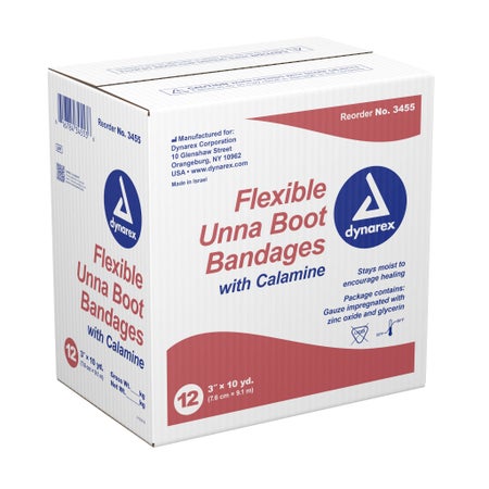 Unna Boot Dynarex® Zinc Oxide / Calamine 3 Inch X 10 Yard