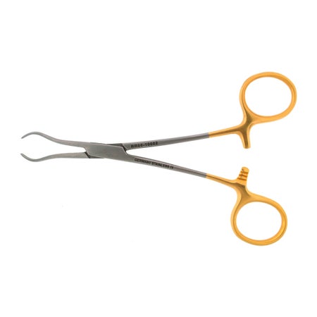 Vasectomy Forceps BR Surgical 5-1/2 Inch Length OR / Surgical Grade Stainless Steel / Tungsten Carbide NonSterile Locking Finger Ring Handle Straight 6 mm Oval Tips