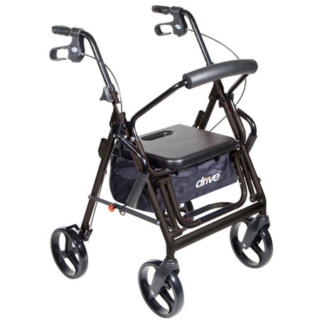 4 Wheel Rollator / Transport Chair drive™ Duet Black Adjustable Height / Transport / Folding Aluminum Frame