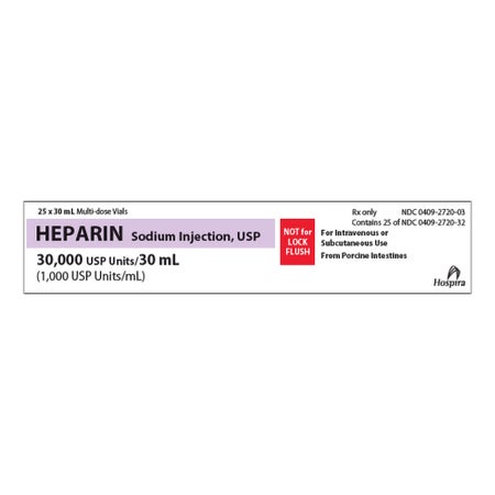 Heparin Sodium, Porcine 1,000 U / mL Injection 30 mL
