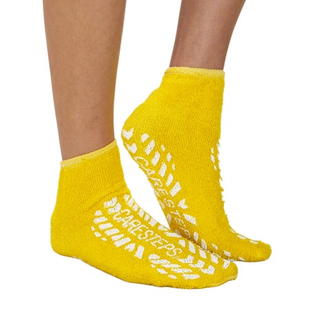 Risk Management Slipper Socks Care-Steps® Unisex Adult Medium Double Tread Single Patient Use Yellow