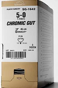 Absorbable Suture with Needle Covidien™ Chromic Gut HE-6 3/8 Circle Reverse Cutting Needle Size 6-0 Monofilament
