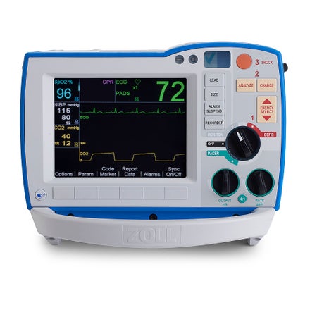 Defibrillator / Monitor Unit Automatic / Manual Operation Zoll® R Series Paddles Contact AC Power / Battery Operated LCD Display