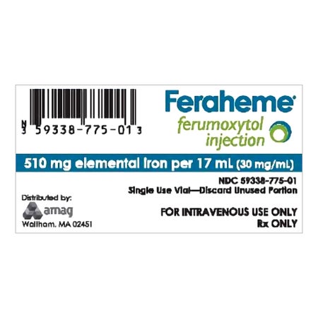 Feraheme® Ferumoxytol, Preservative Free 510 mg / 17 mL Injection 17 mL