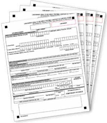 Urine 2 Part Result Form Photocopy Template 8-1/2 X 11 Inch