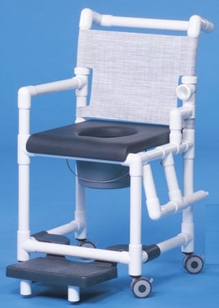 Commode / Shower Chair ipu® Drop Arm - Left PVC Frame Mesh Backrest 17-1/4 Inch Seat Width 300 lbs. Weight Capacity