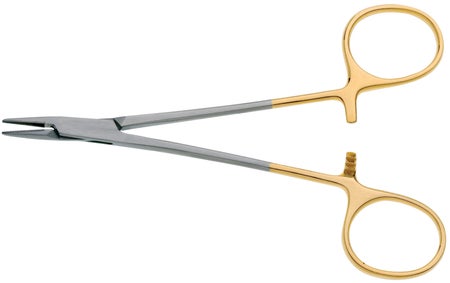 Needle Holder Halsey 5-1/8 Inch Length Straight Smooth Jaw Finger Ring Handle