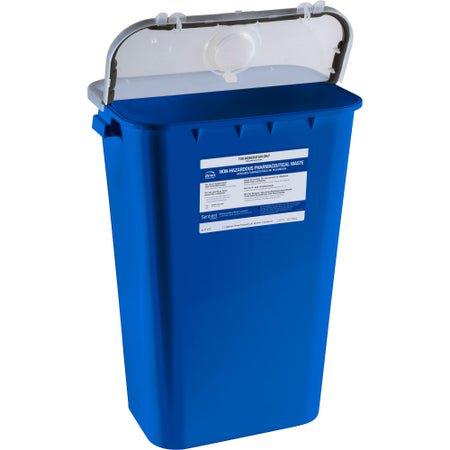 Pharmaceutical Waste Container Bemis™ Sentinel Blue Base 22-1/2 H X 16-1/2 L X 11-13/16 W Inch Horizontal / Vertical Entry 11 Gallon