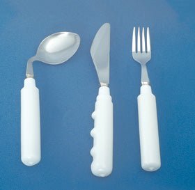 Soup Spoon Grip-Tight Angled / Right Handed White Metal / Plastic