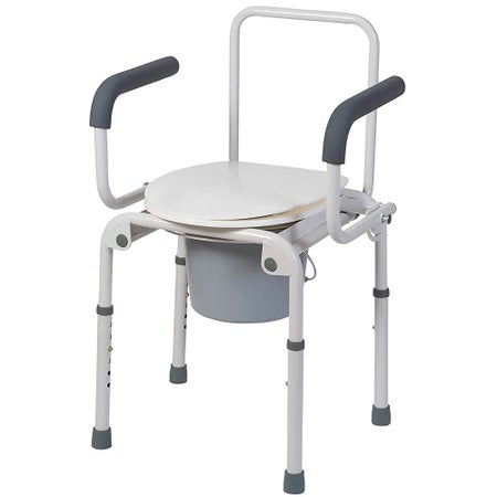 Commode Chair Mabis® Drop Arms Steel Frame Back Bar 14 Inch Seat Width 250 lbs. Weight Capacity