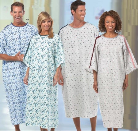 Patient Exam Gown Up to 3X-Large Blue Optix Print Reusable